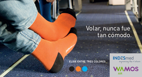 calze riposanti per viaggiare in aereo con Wamos AIR ed INDESmed
