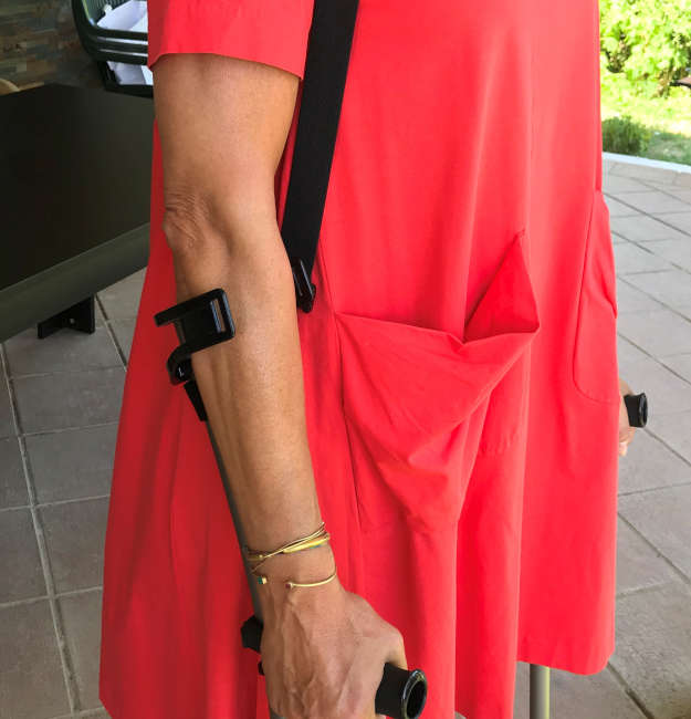 Crutch strap - A German invention that makes walking on crutches easier.