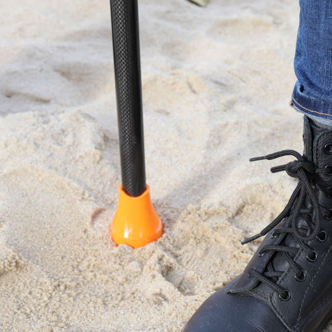 Crutches tips X-Treme with bigger size of the diameter of the base allow safe walking at the beach