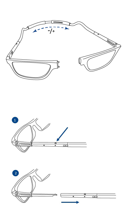 Gafas de cerca azules plegables ajuste e instrucciones INDESmed