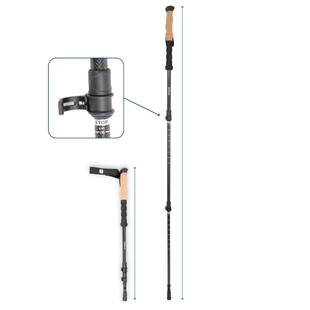 /fr/baton-de-randonnee-images/Batons de marche télescopiques, hauteur maximale et minimale